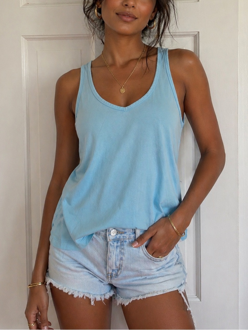 Universal Thread Light Blue Scoop Neck Tank Top